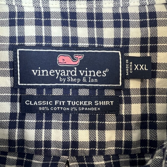 Vineyard Vines Shirt Mens XXL Blue/White Check Classic Fit Tucker Long‎ Sleeve - Picture 9 of 9